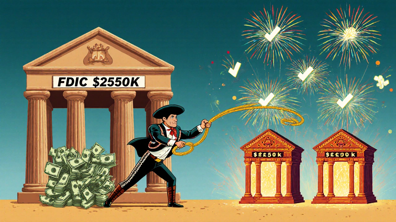 A charro investor lassos  million in cash, splitting it across four FDIC-insured banks with folk art patterns.